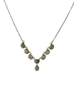 Antique Victorian Labradorite Silver Drop Necklace, England, circa 1880-1900