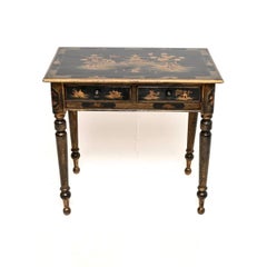 Antique Victorian Lacquered Chinoiserie Side Table