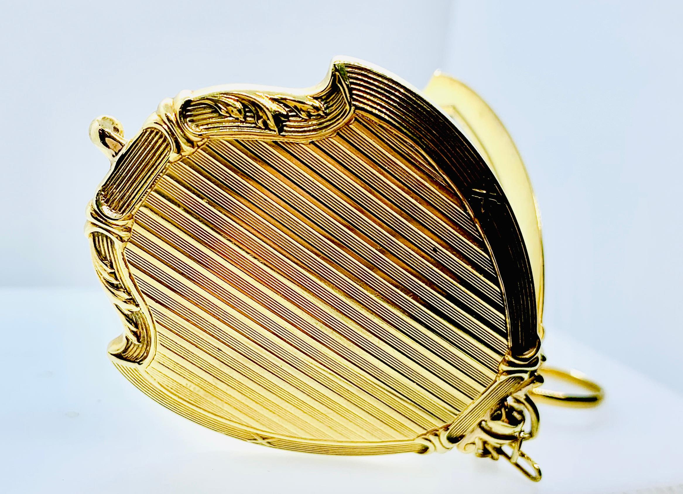 Antique Victorian Ladies Compact Mirror 14 Karat Gold Pearl & Cabochon Sapphire 3