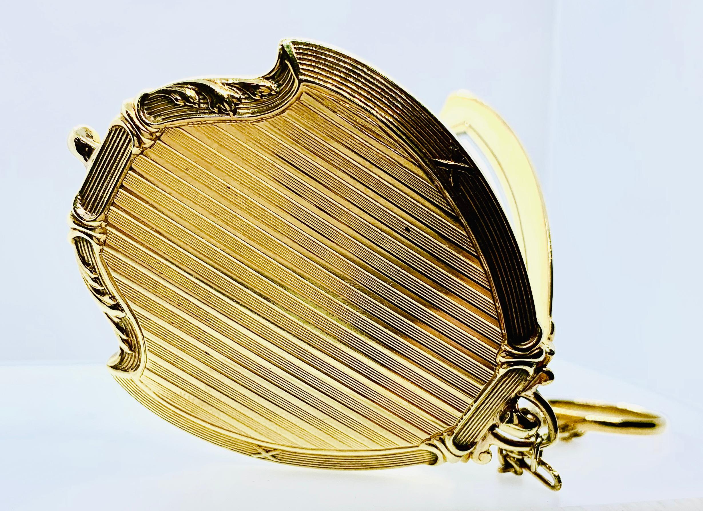 Antique Victorian Ladies Compact Mirror 14 Karat Gold Pearl & Cabochon Sapphire 7