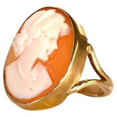 Anello antico vittoriano Lady Cameo in oro 9 carati