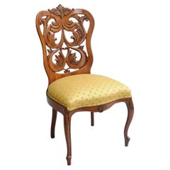 Antique Victorian Laminated Walnut Scroll Slipper Chair Attr. John Belter