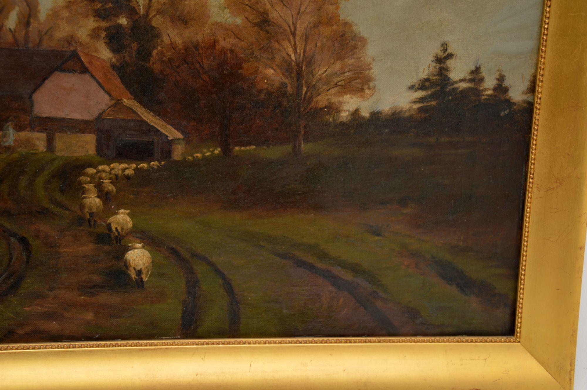 19th Century Antique Victorian Landscape Oil Painting For Sale