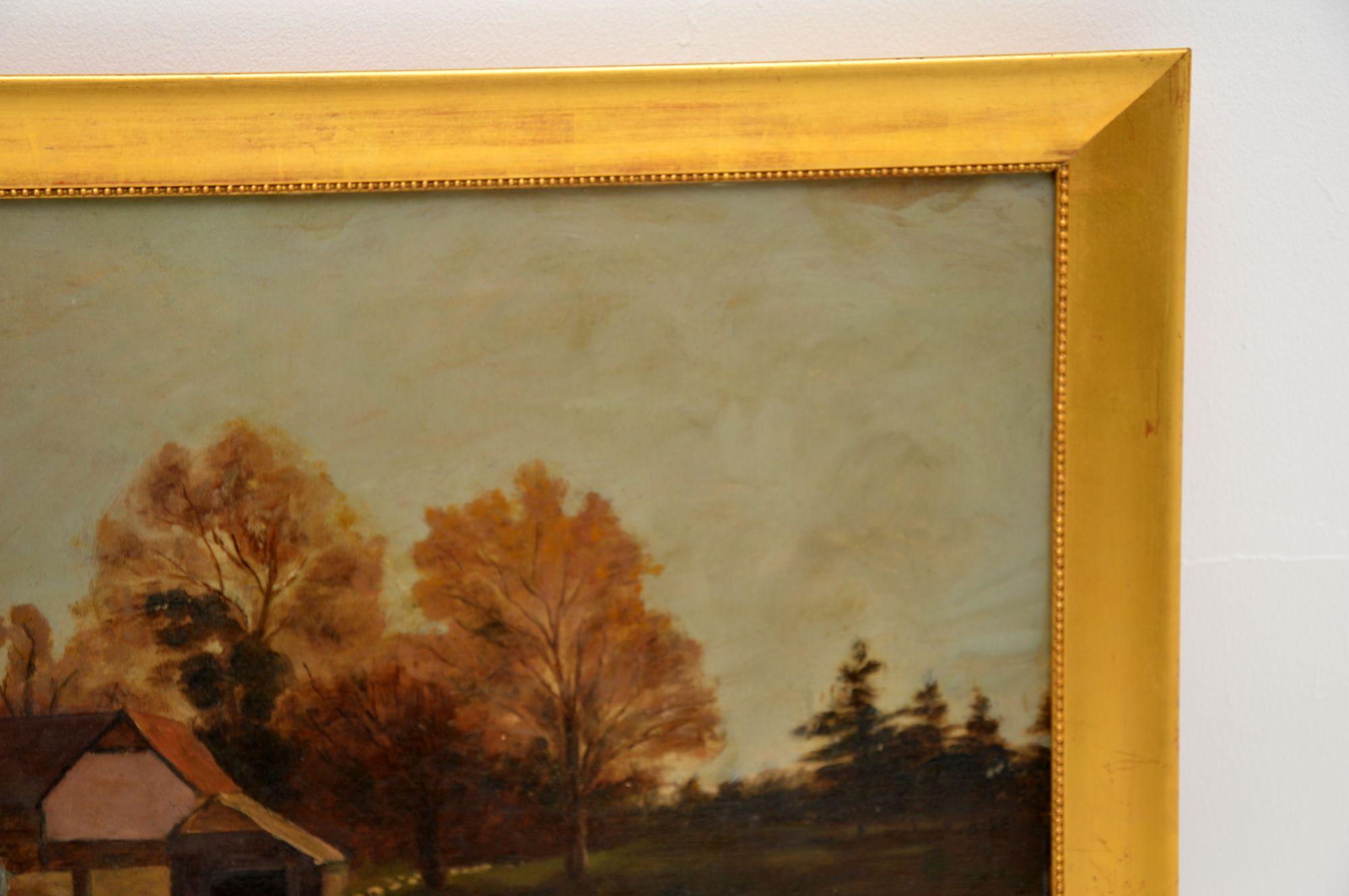 19th Century Antique Victorian Landscape Oil Painting For Sale