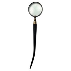 Antique Victorian Large Horn Handle Magnifying Glass desk Accessory