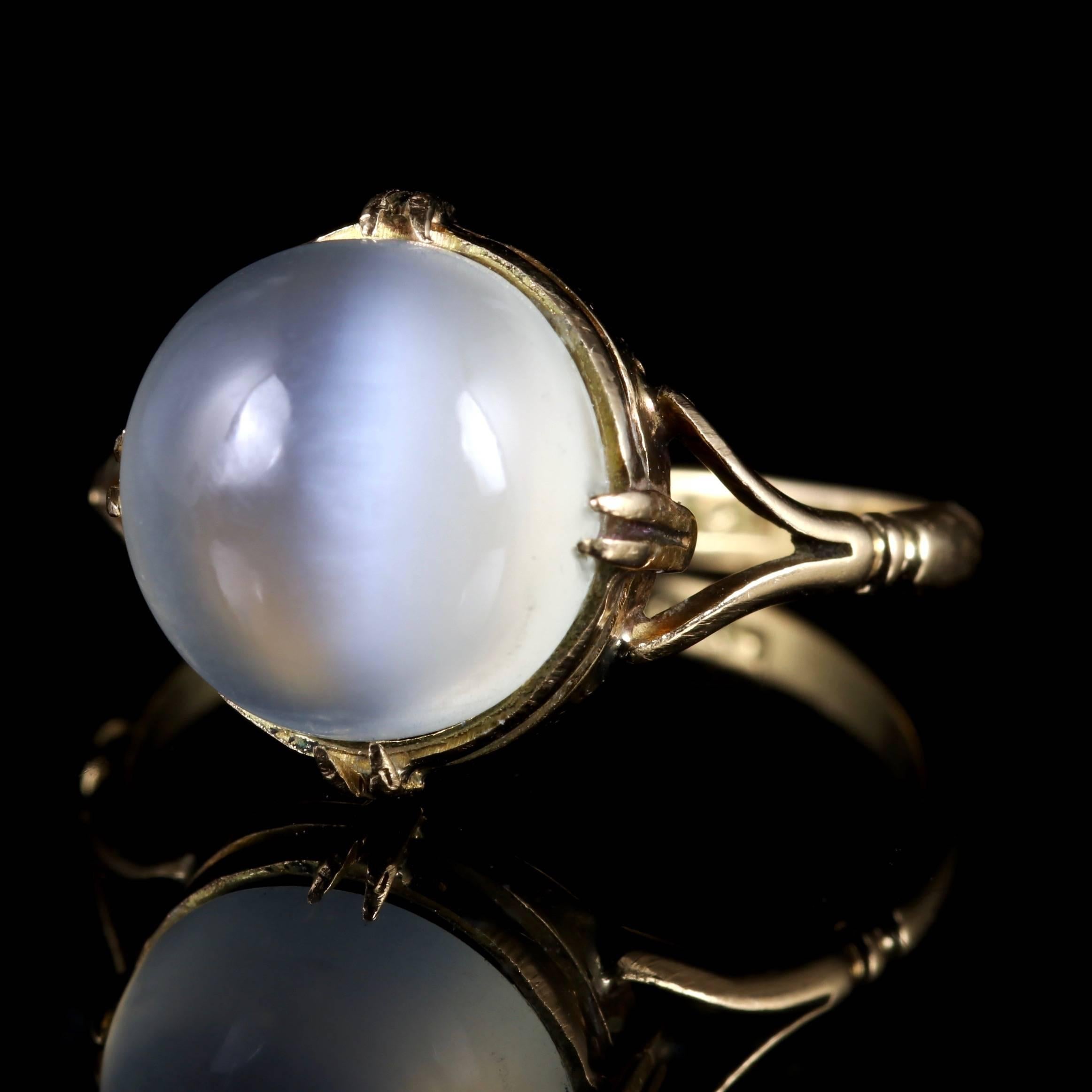 This fabulous large Victorian Moonstone ring is set in 18ct Yellow Gold, Circa 1900.

The beautiful 5ct Moonstone is all original to the gallery.

The beautiful Moonstone has a lovely ghostly hue, Moonstone has been a tangible connection to the