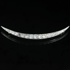 Antique Victorian Large Paste Crescent Brooch Silver, circa 1860