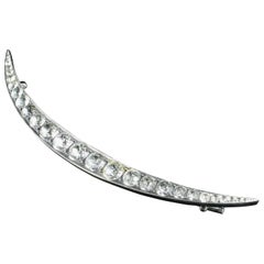 Antique Victorian Large Paste Crescent Brooch Silver, circa 1860