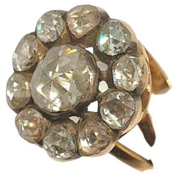Antique 1880s Victorian Rose Cut Diamond Gold Ring