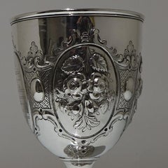 Antique Victorian Large Silver Wine Goblet London 1864 George Richards