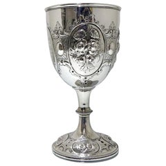 Antique Victorian Large Silver Wine Goblet London 1864 George Richards