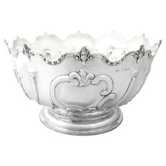 Grand bol de présentation victorien ancien en argent sterling