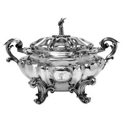 Grande soupière victorienne en argent sterling 1837 Londres, Angleterre