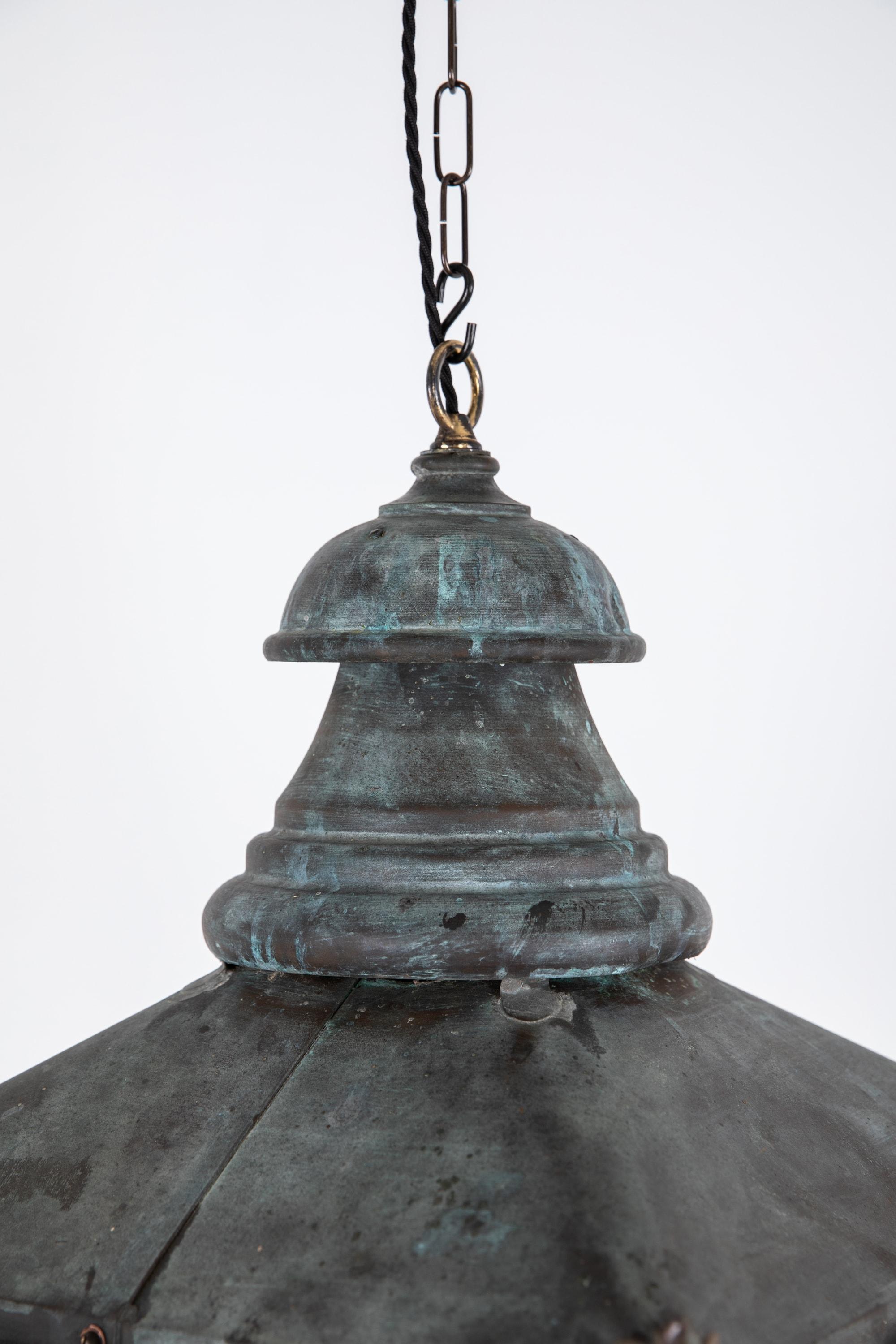 Antique Victorian Late 19th Century William Sugg Copper Verdigris Lantern C.1890 In Fair Condition In London, GB