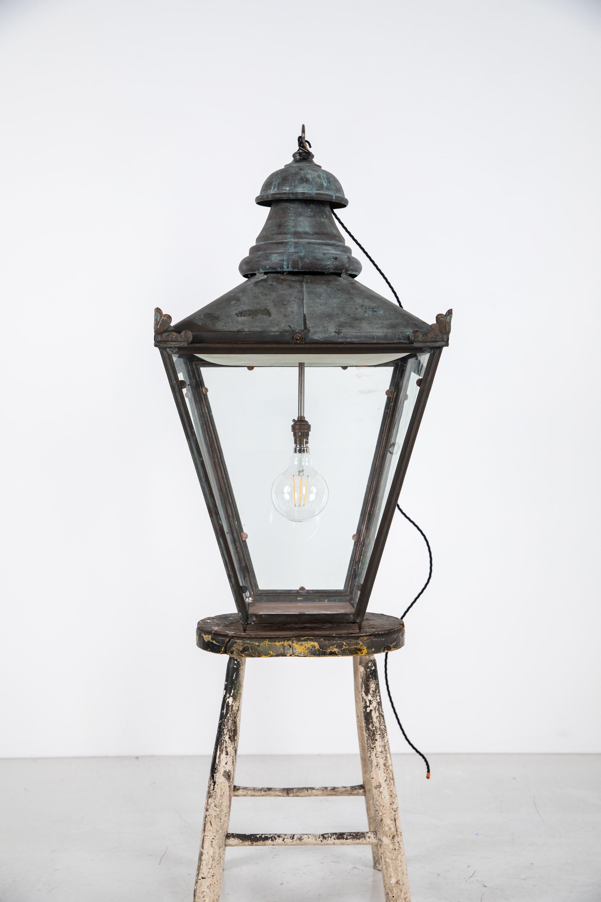 Antique Victorian Late 19th Century William Sugg Copper Verdigris Lantern C.1890 1