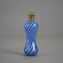 Antique Victorian Latticino Swirl Art Glass Perfume 19th C