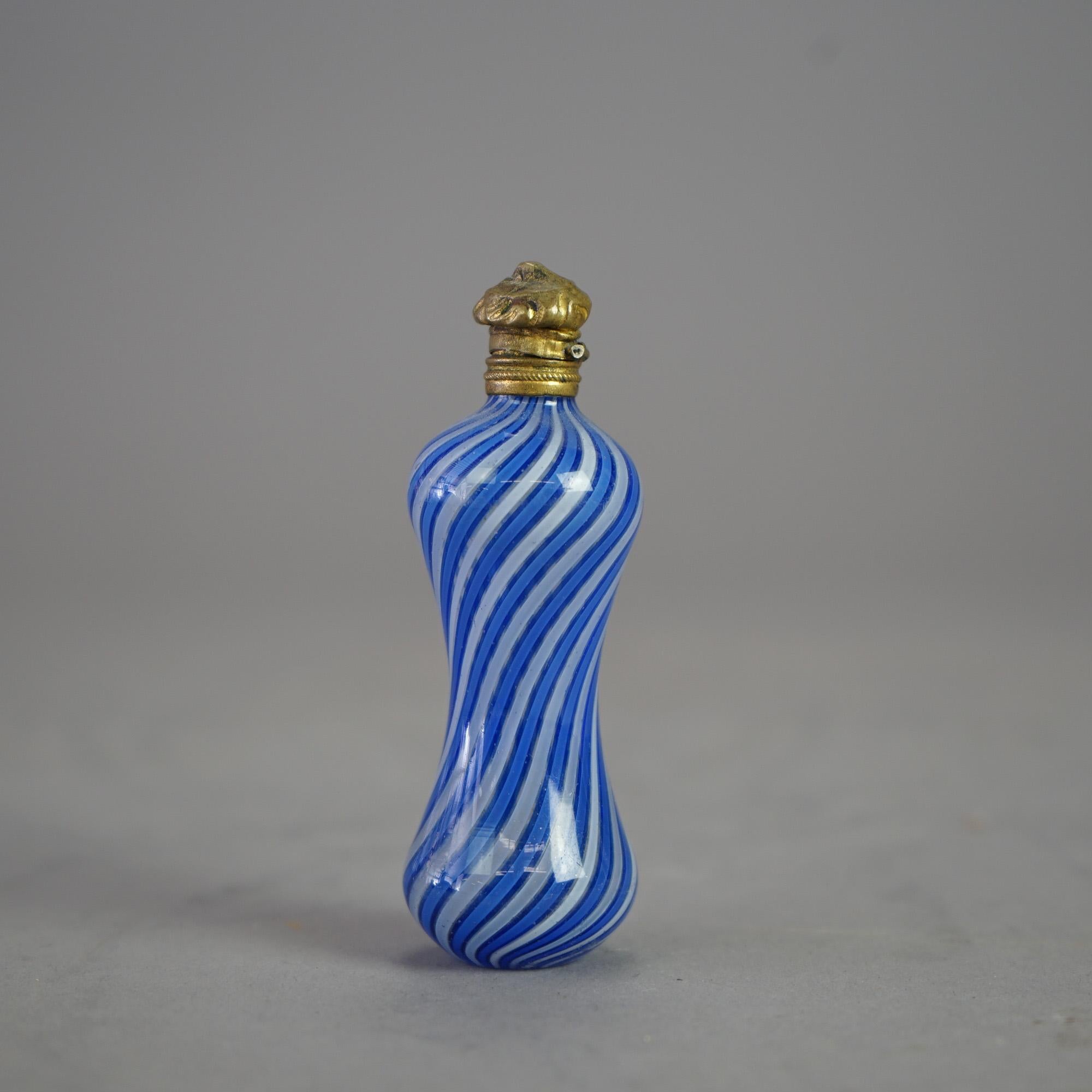 Antique Victorian Latticino Swirl Art Glass Perfume 19th C In Good Condition For Sale In Big Flats, NY