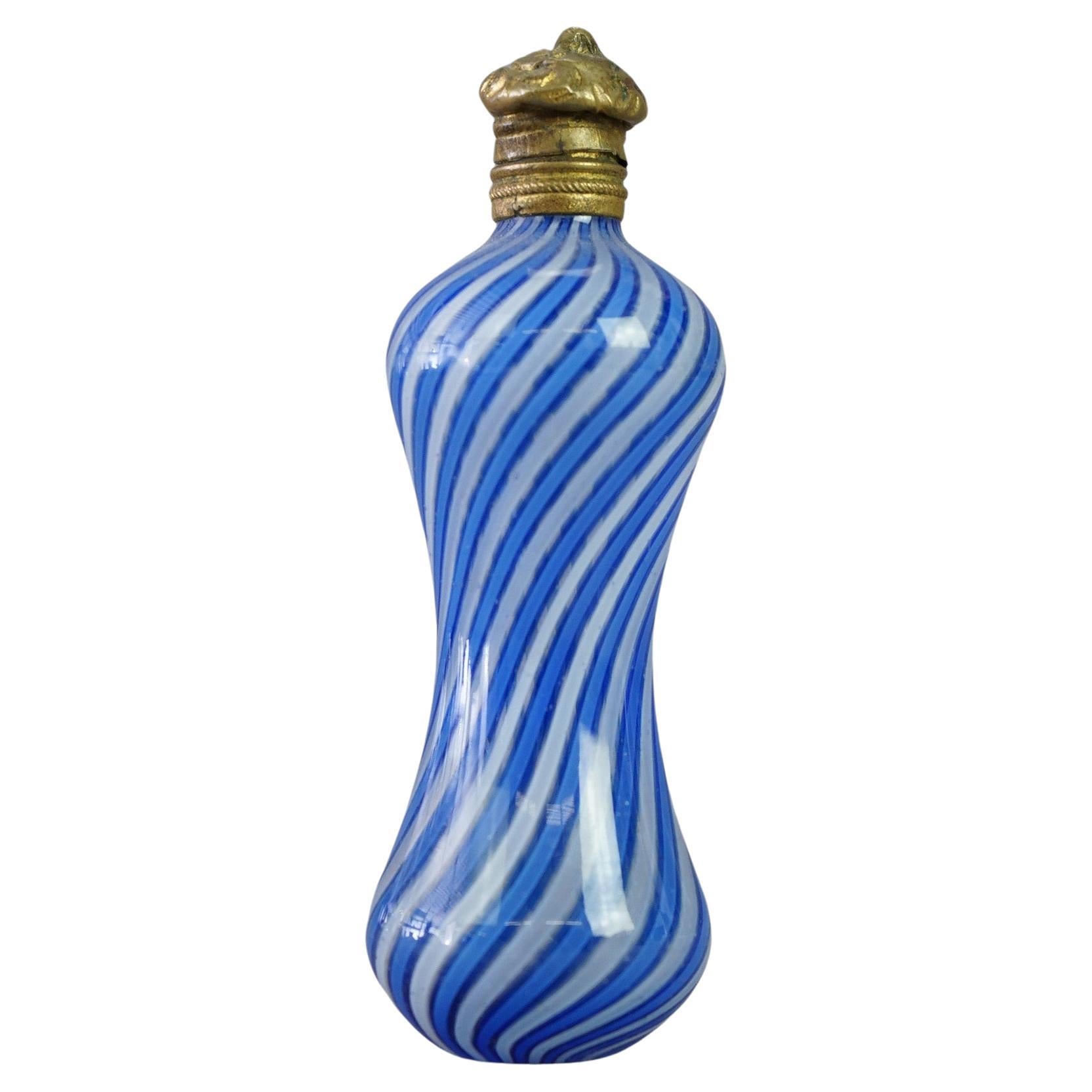 Antique Victorian Latticino Swirl Art Glass Perfume 19th C For Sale