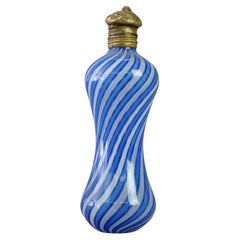 Antique Victorian Latticino Swirl Art Glass Perfume 19th C