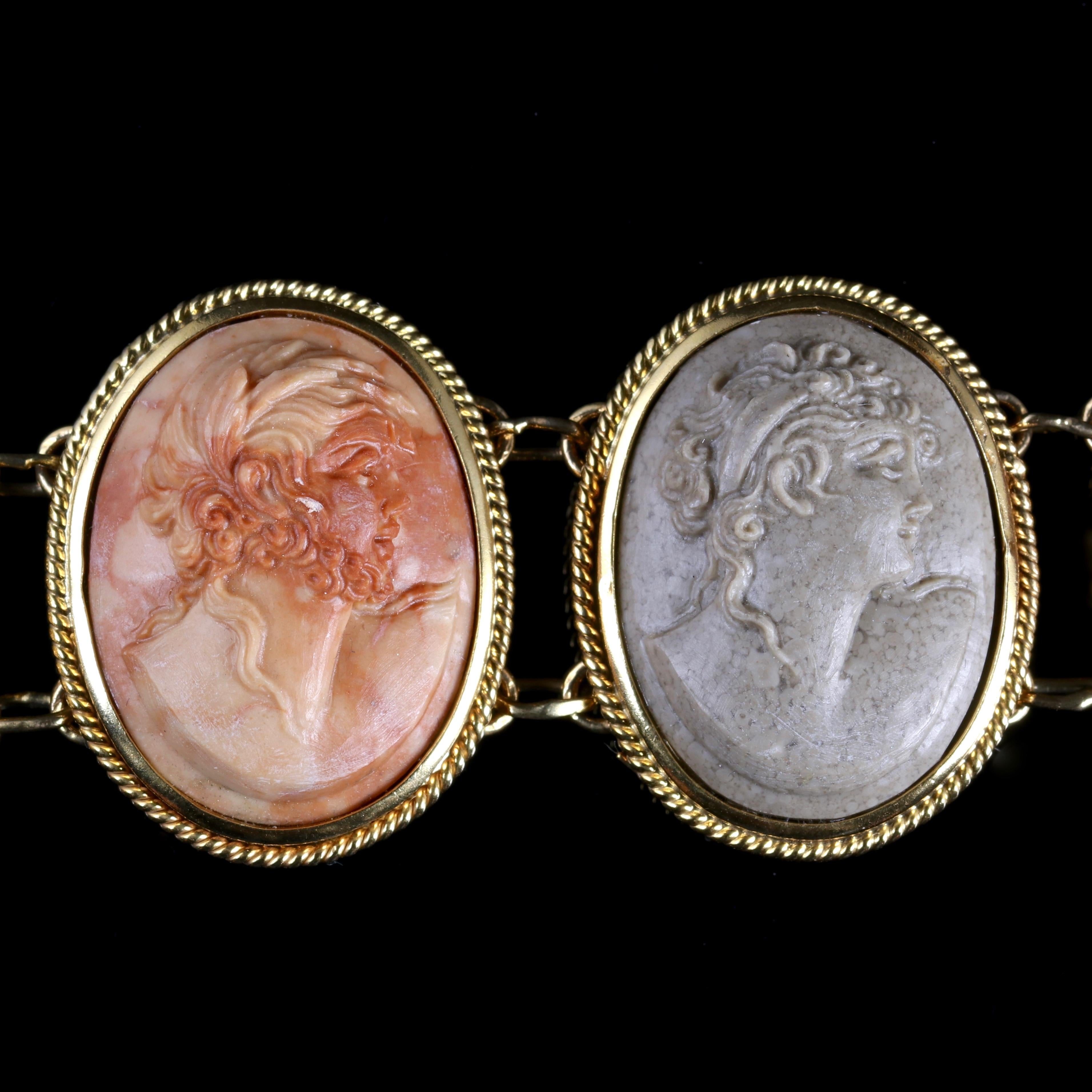 Women's Antique Victorian Lava Cameo Bracelet Gold, circa 1880