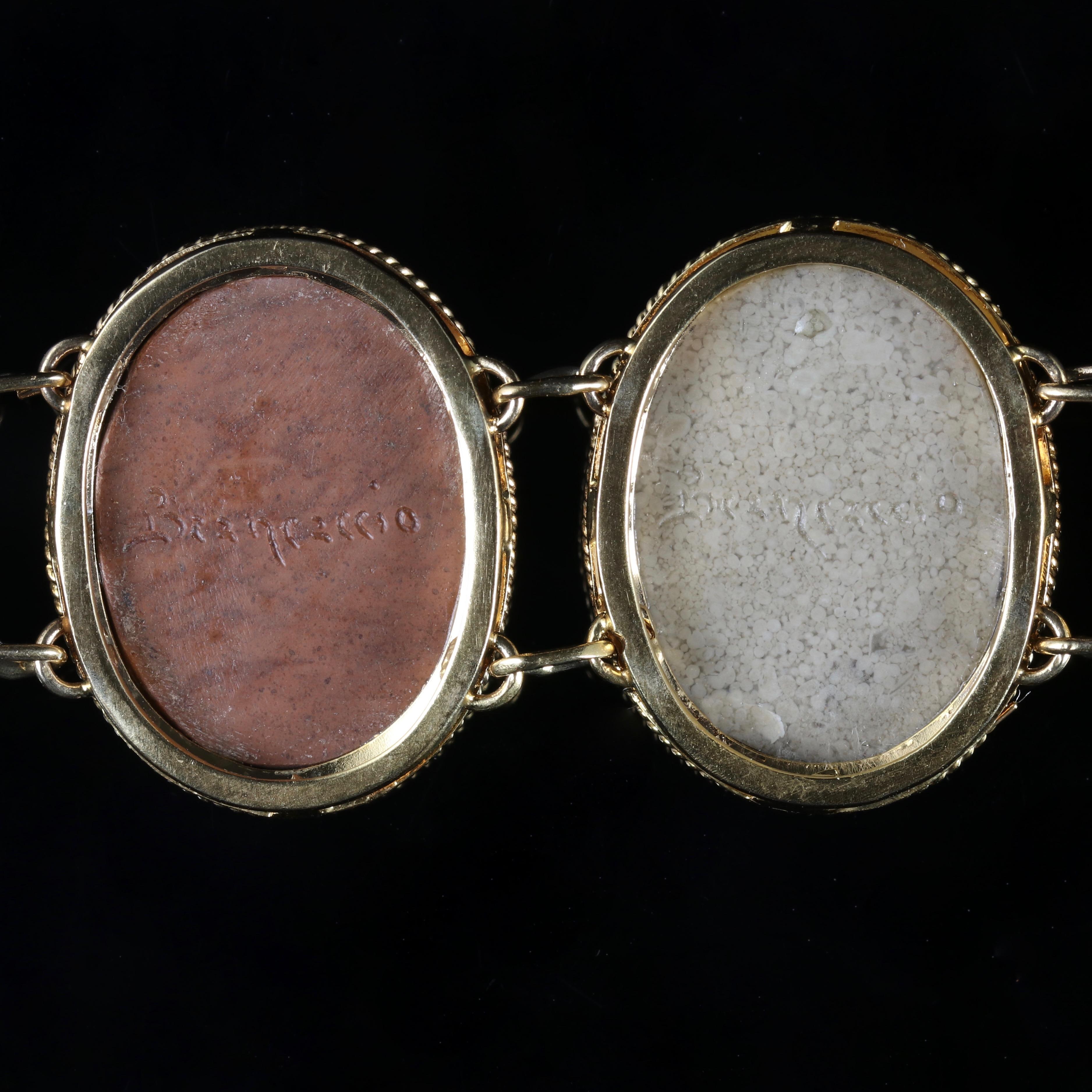 Antique Victorian Lava Cameo Bracelet Gold, circa 1880 2