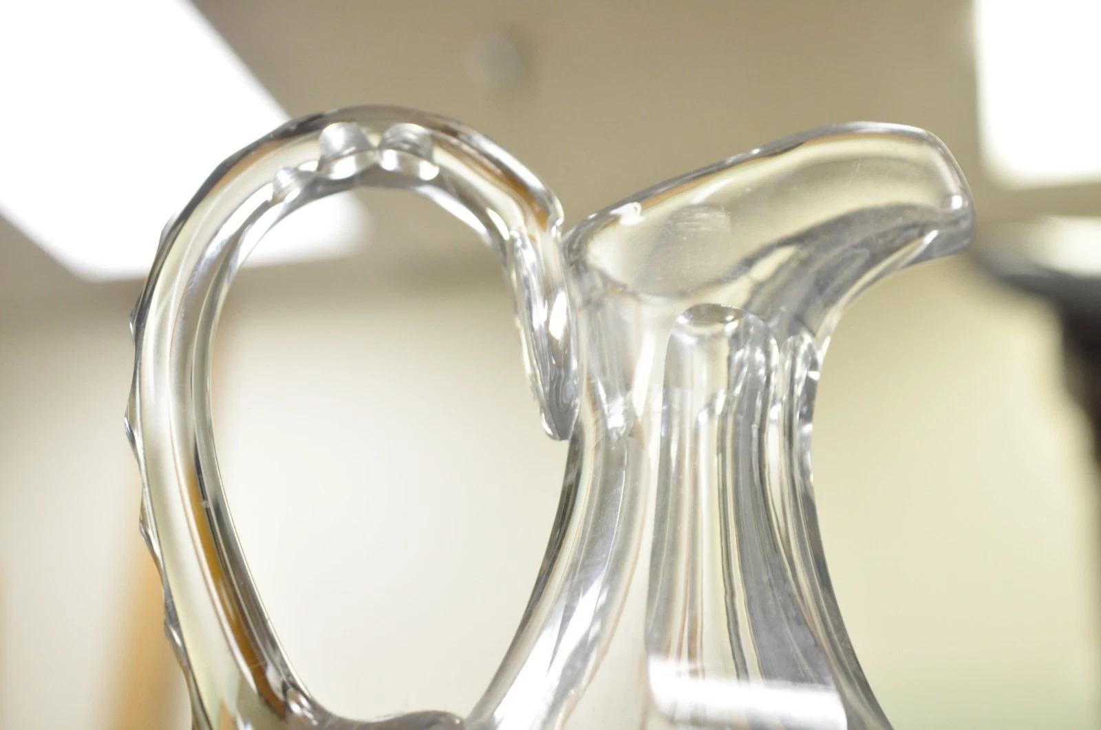 20ième siècle Ancienne cruche à eau en cristal au plomb Victorien avec diamant gravé en vente