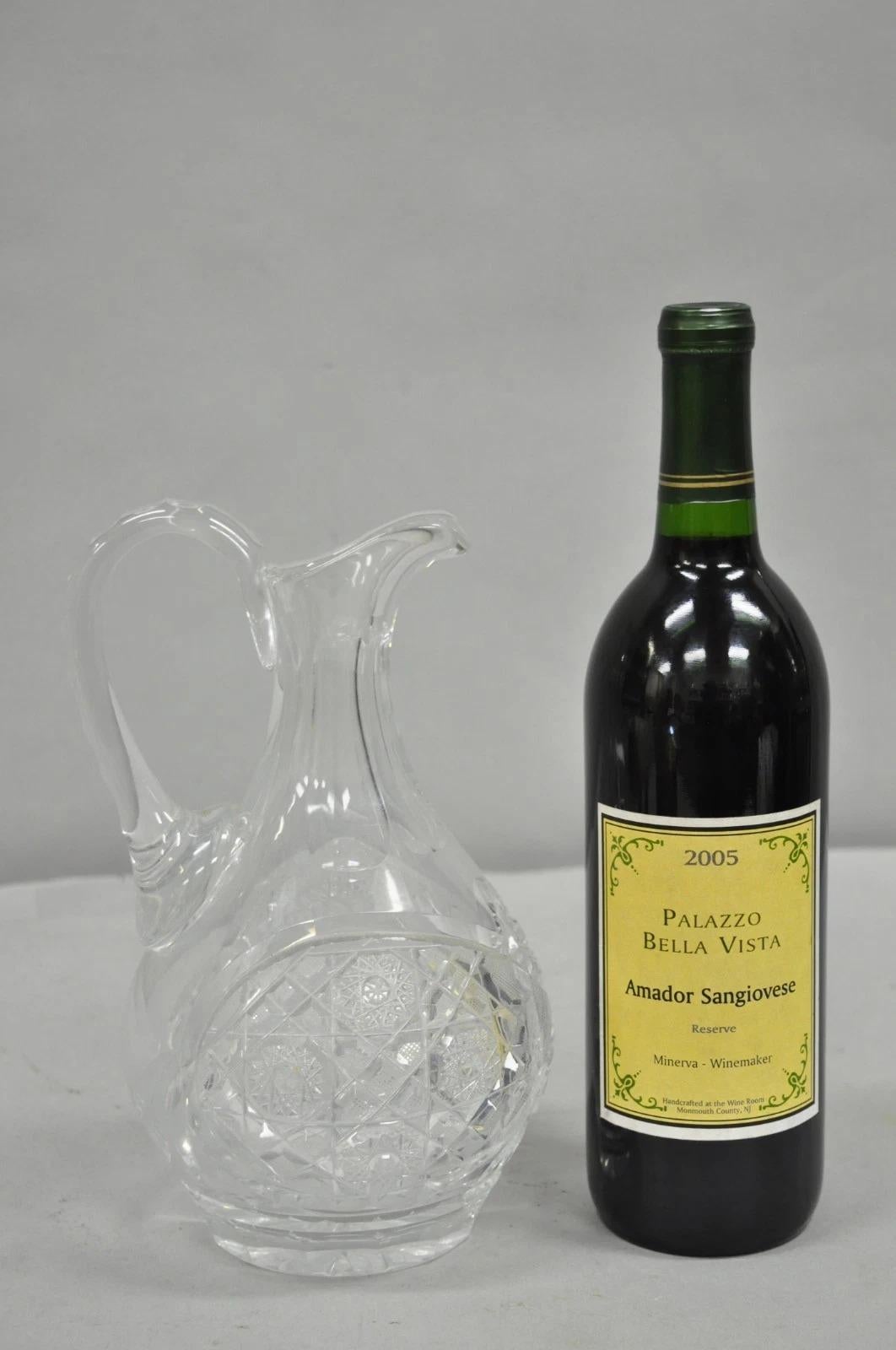Ancienne cruche à eau en cristal au plomb Victorien avec diamant gravé en vente 3