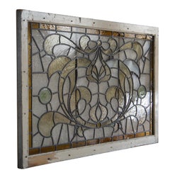 Antique Victorian Leaded Stained Glass Neoclassical Architectural Window 47"