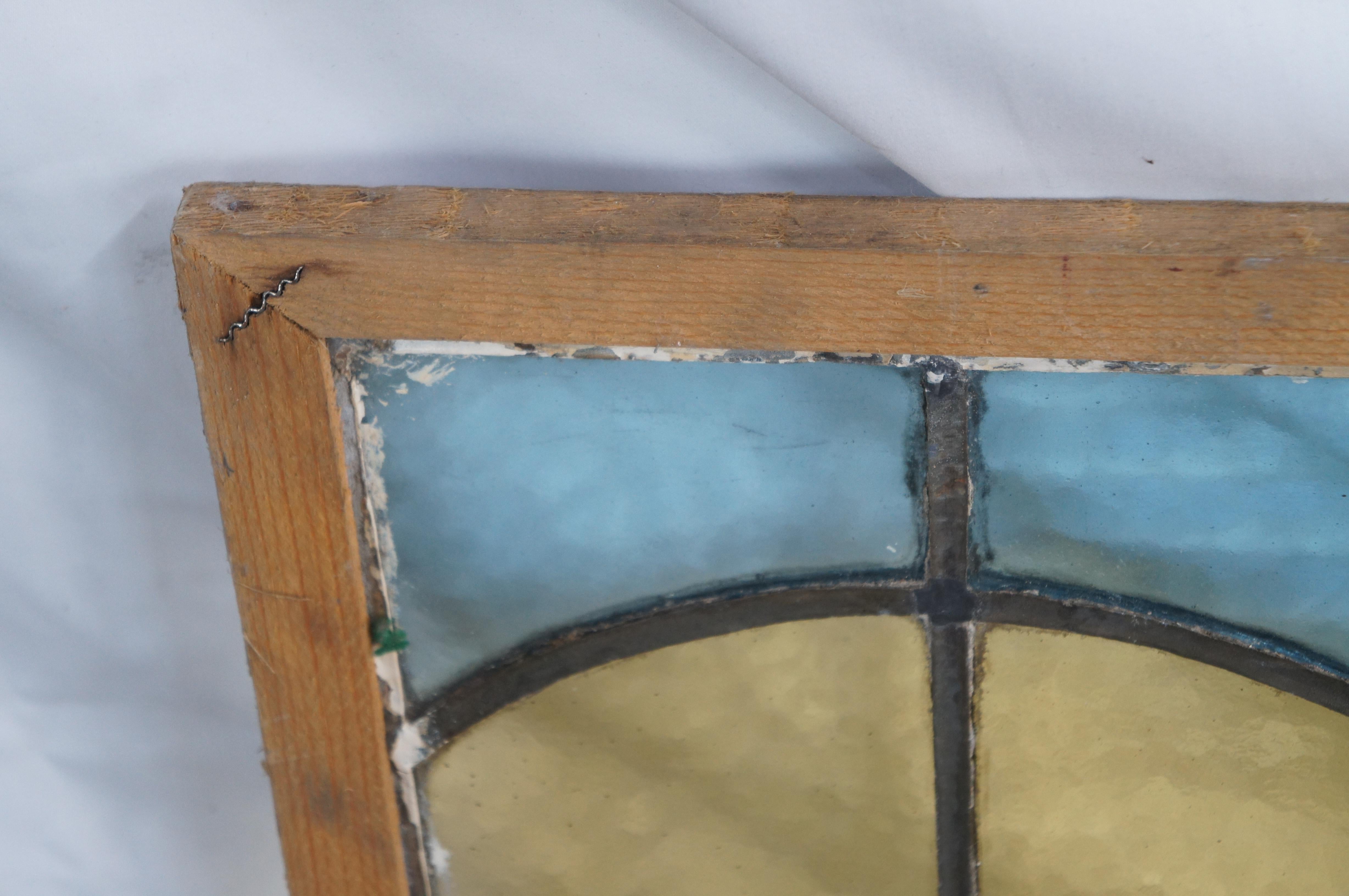 Antique Victorian Leaded Stained Glass Rose Window Panel Architectural Salvage 7