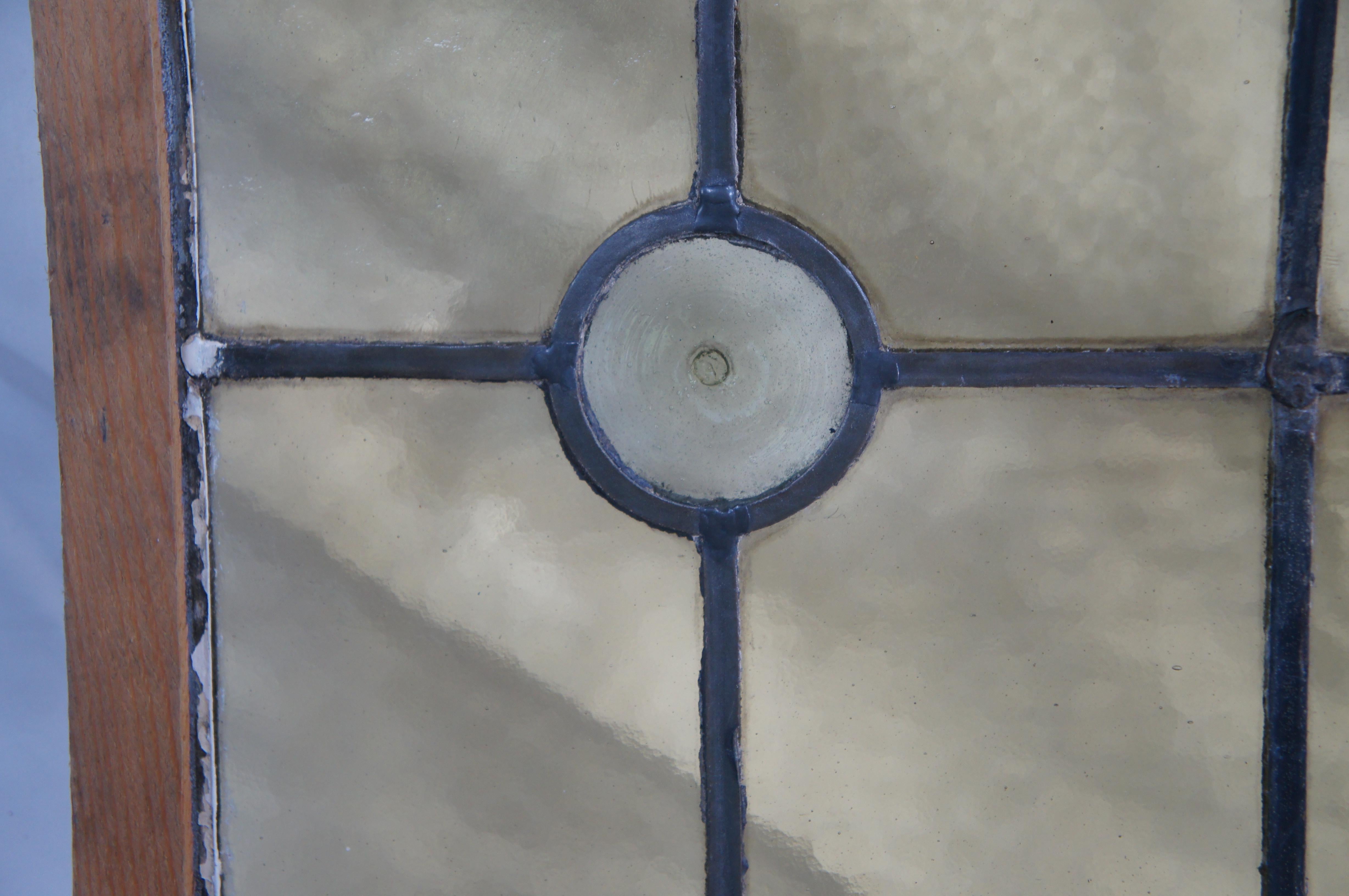 Antique Victorian Leaded Stained Glass Rose Window Panel Architectural Salvage 3