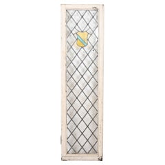 Antikes viktorianisches Bleiglas-Wandfenster mit Schild