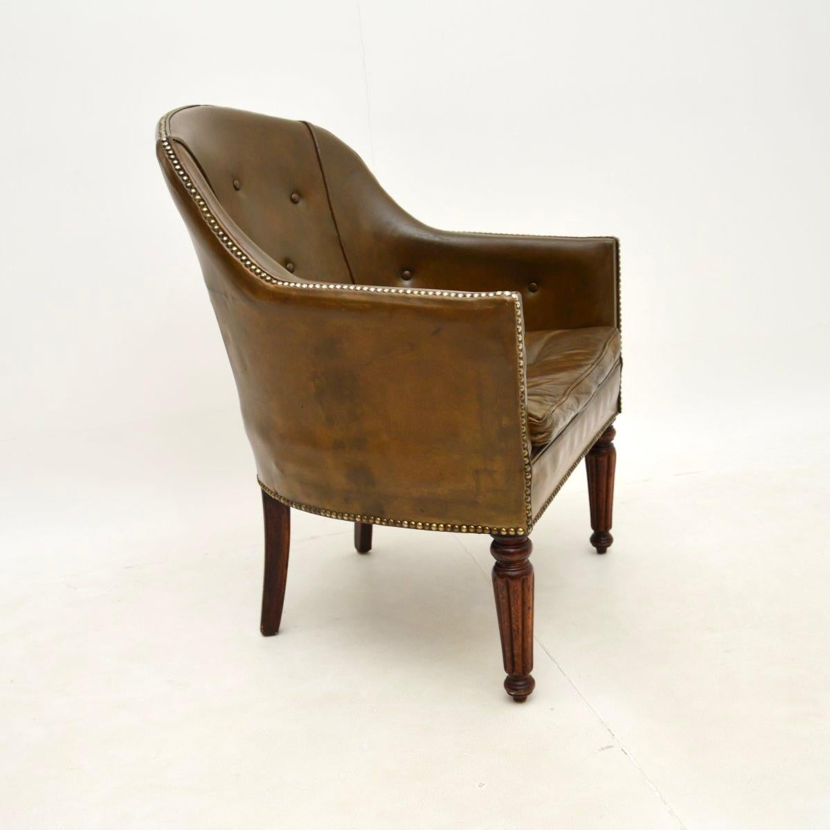 Early Victorian Antique Victorian Leather Armchair For Sale