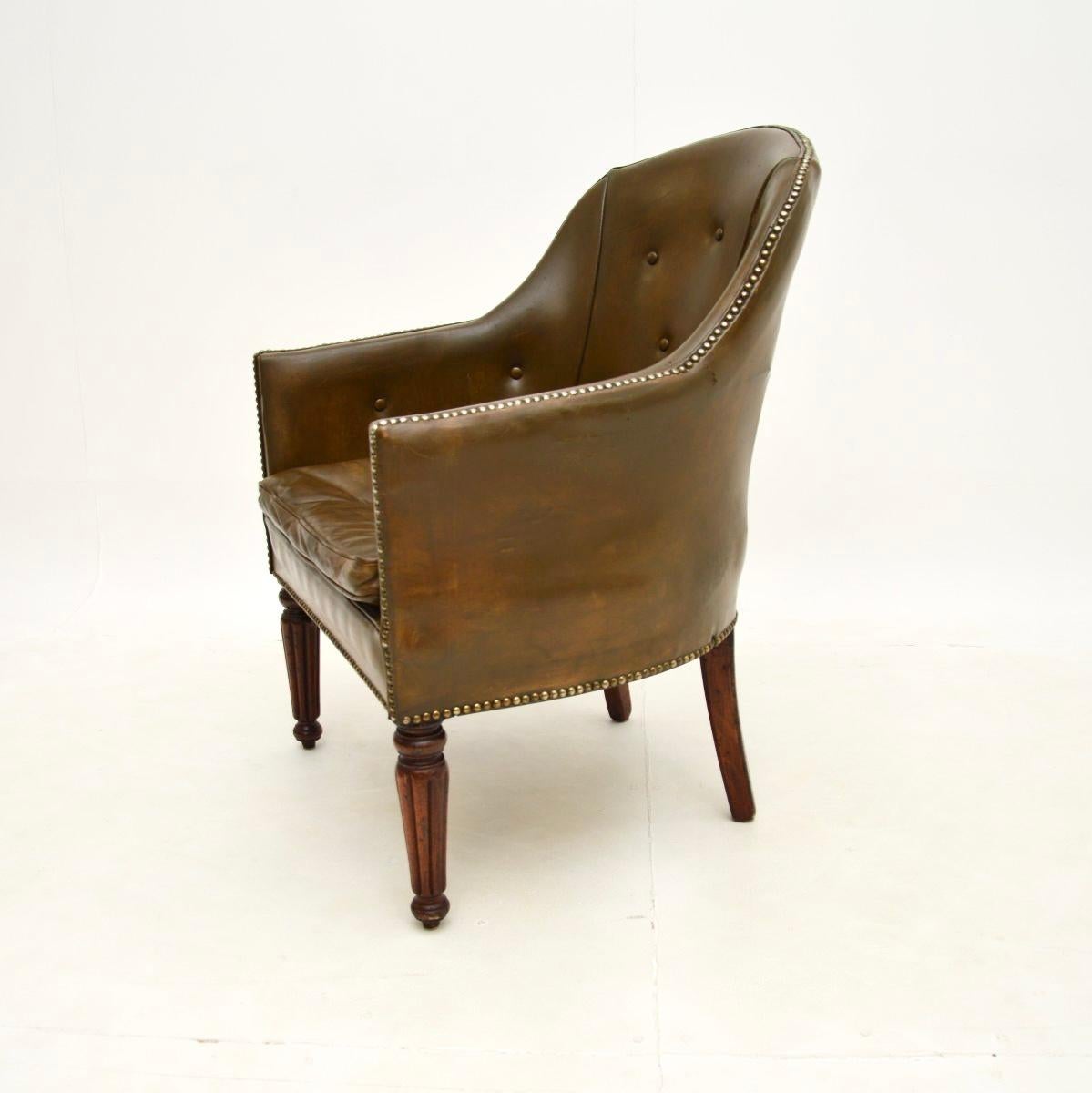 British Antique Victorian Leather Armchair For Sale
