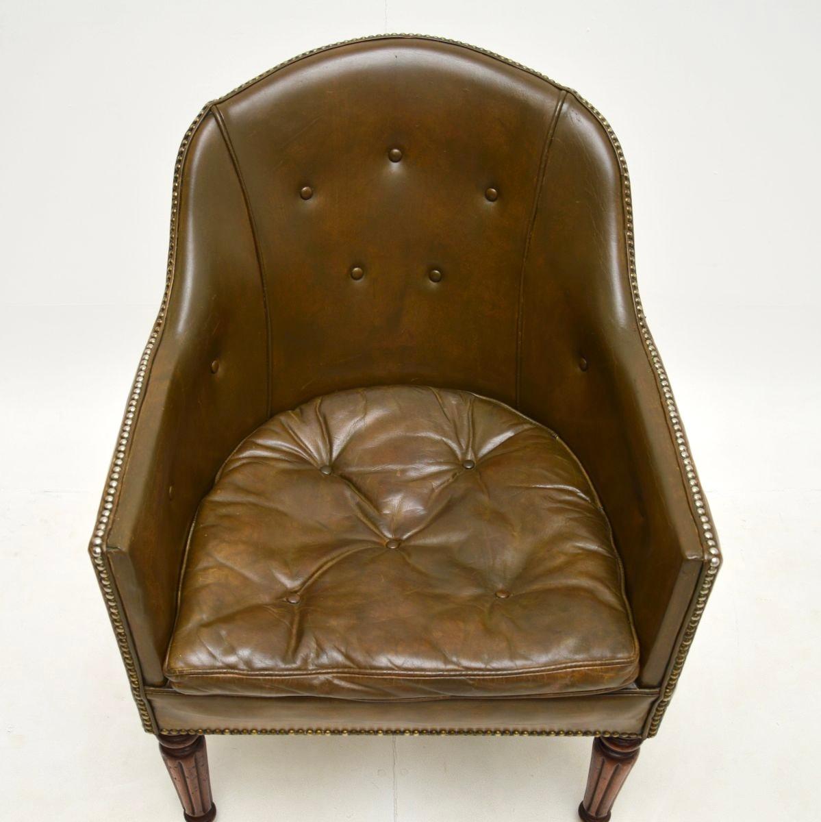 Antique Victorian Leather Armchair For Sale 1