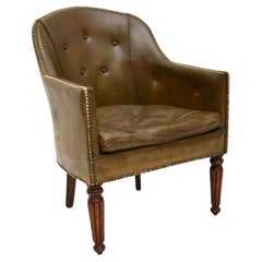 Fauteuil en cuir victorien ancien