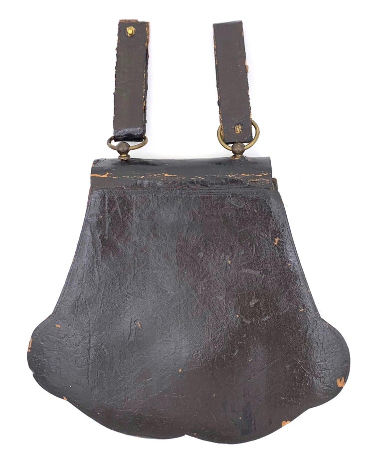 Antique Victorian Hunting Leather Bag with Wild Boar Dear Hunting