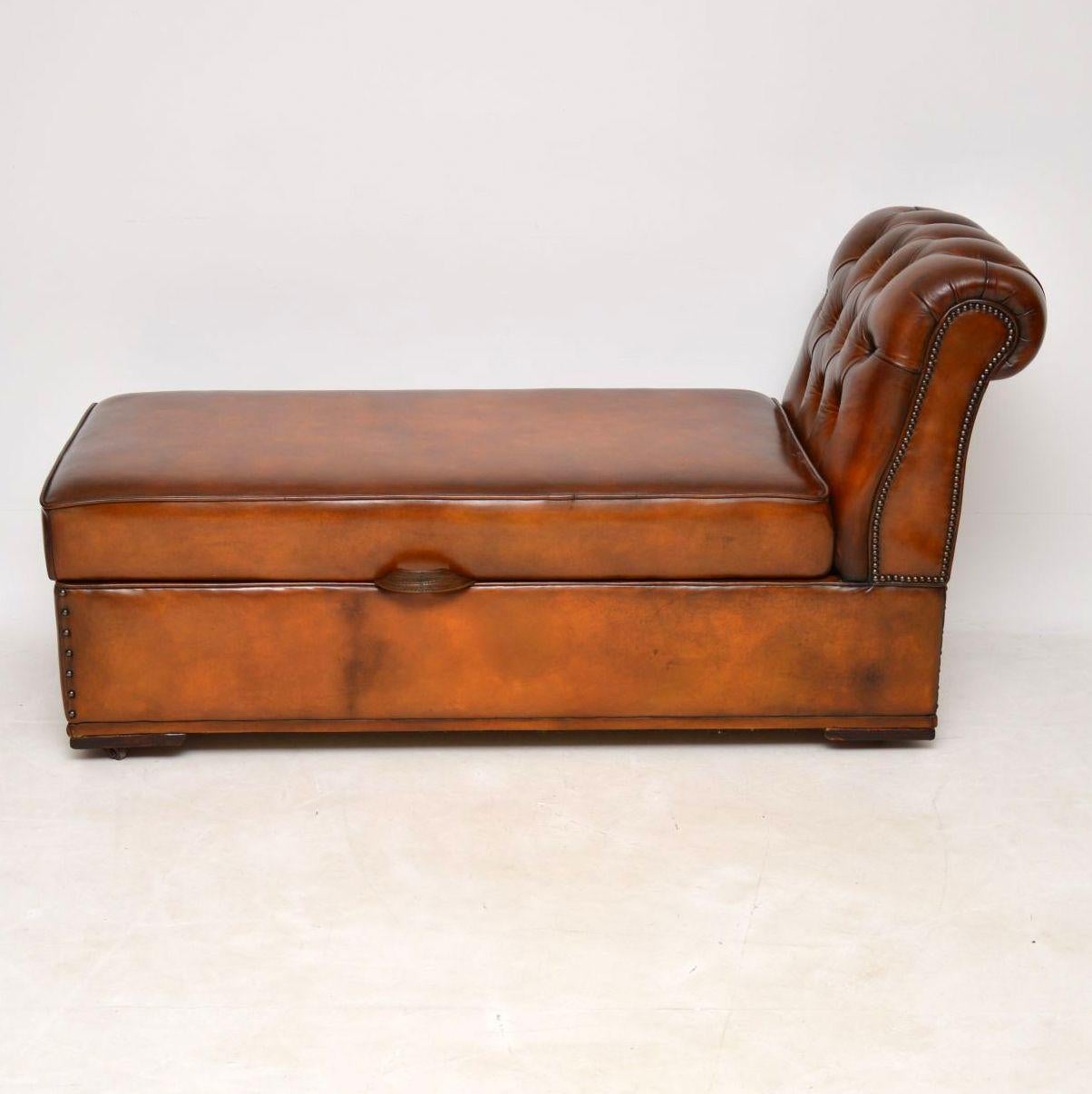 antique leather chaise lounge