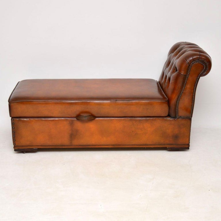 Antique Victorian Leather Chaise Lounge Ottoman at 1stDibs