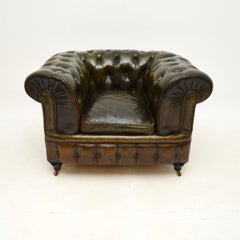 Antique Victorian Leather Chesterfield Armchair