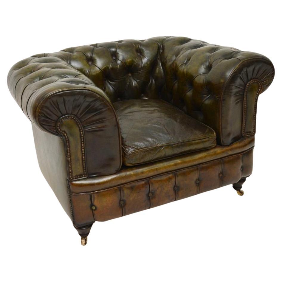 Antique Victorian Leather Chesterfield Armchair