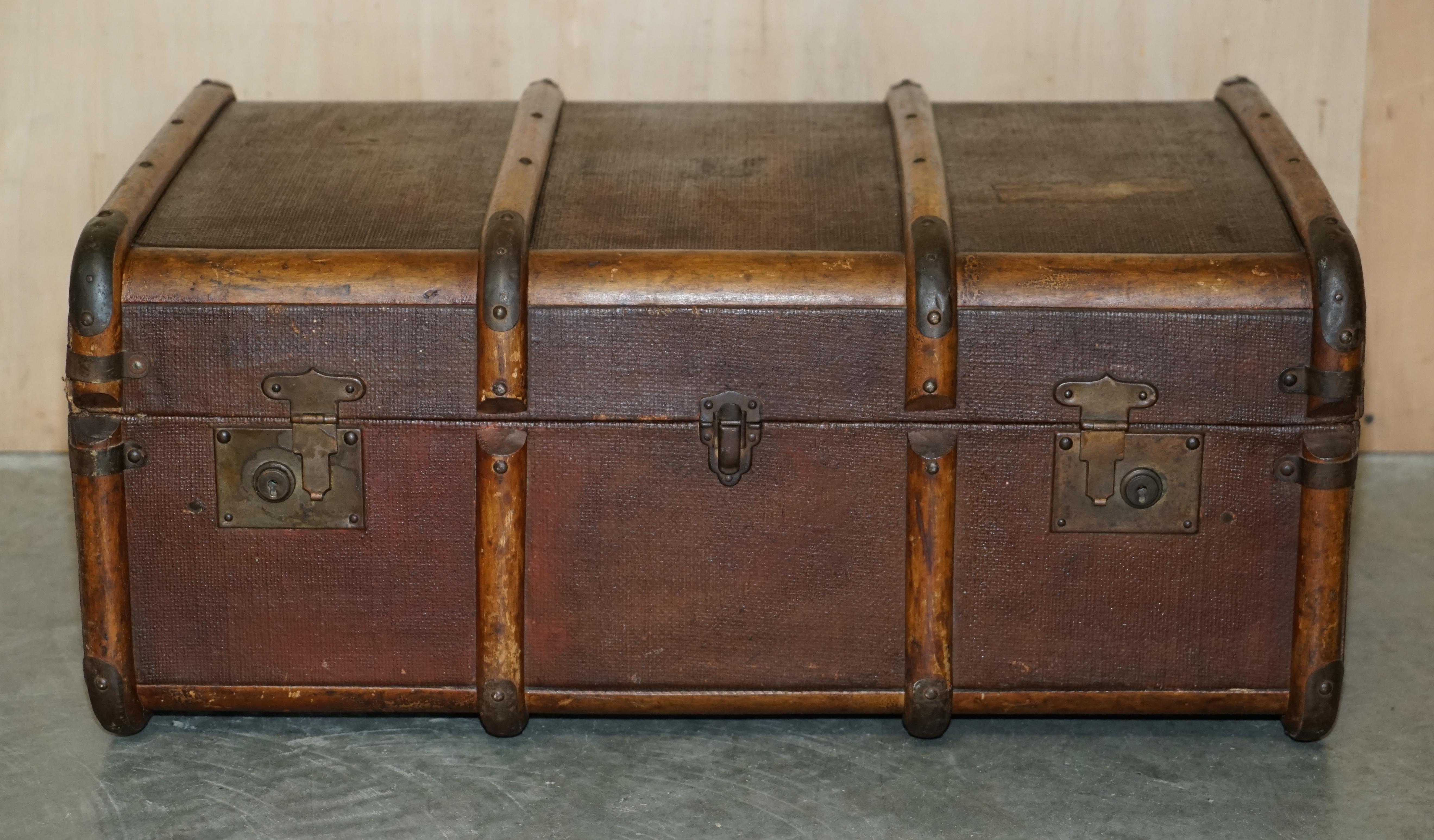 antique leather steamer trunk