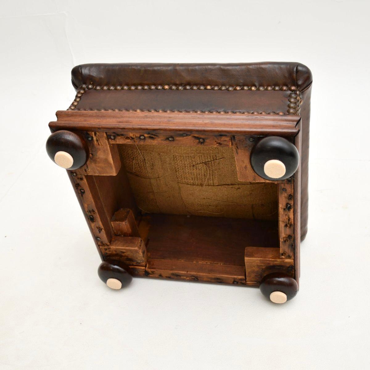 Antique Victorian Leather Foot Stool 2