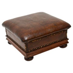 Antique Victorian Leather Foot Stool