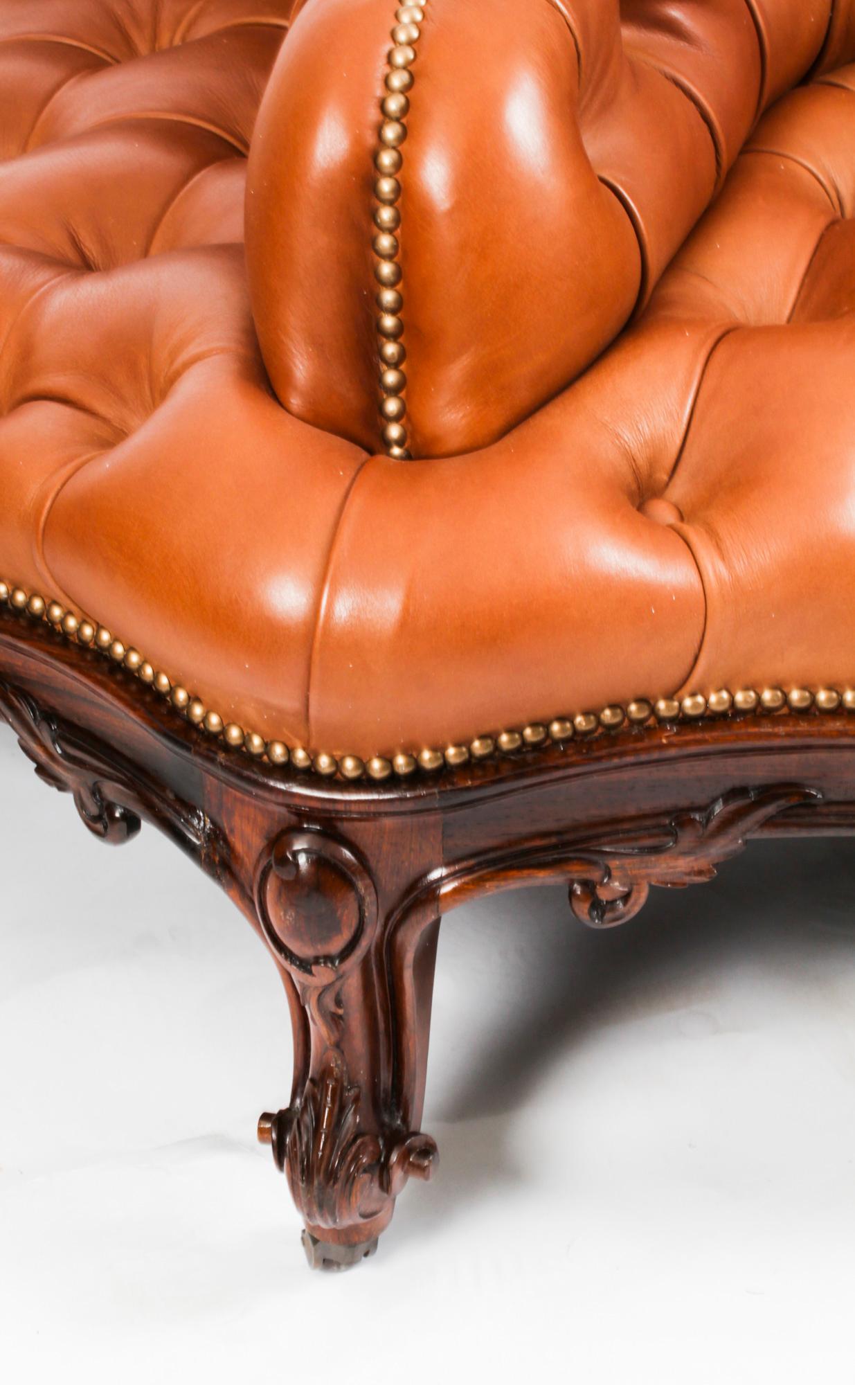 Antique Victorian Leather Love Seat Conversation Settee Sofa 19th C 10