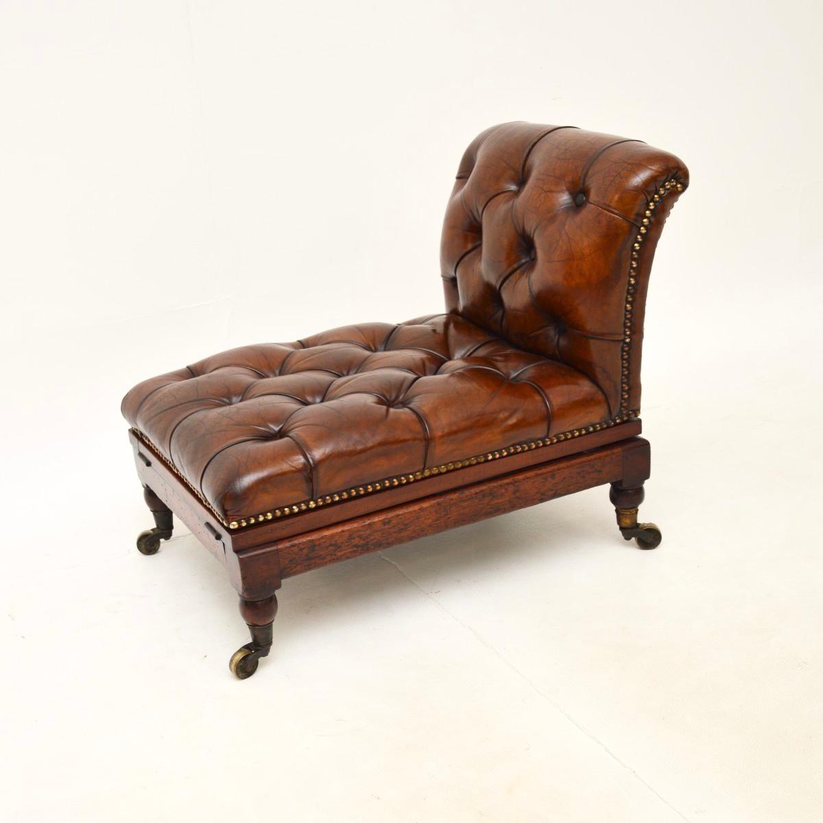 Fin du XIXe siècle Antiquité Victorienne Tabouret de Goutte Métamorphique en cuir en vente