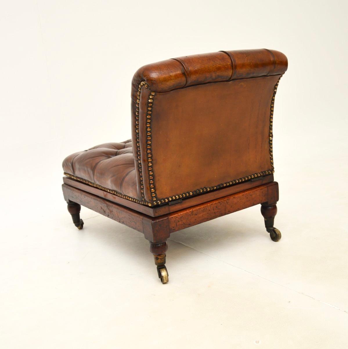 Antiquité Victorienne Tabouret de Goutte Métamorphique en cuir en vente 1