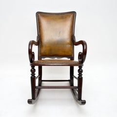 Antique Victorian Leather Rocking Chair