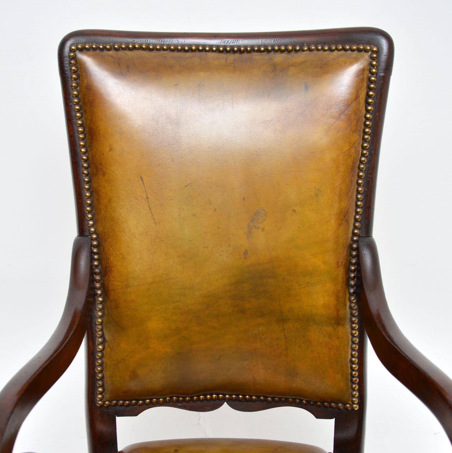 Antique Victorian Leather Rocking Chair 1
