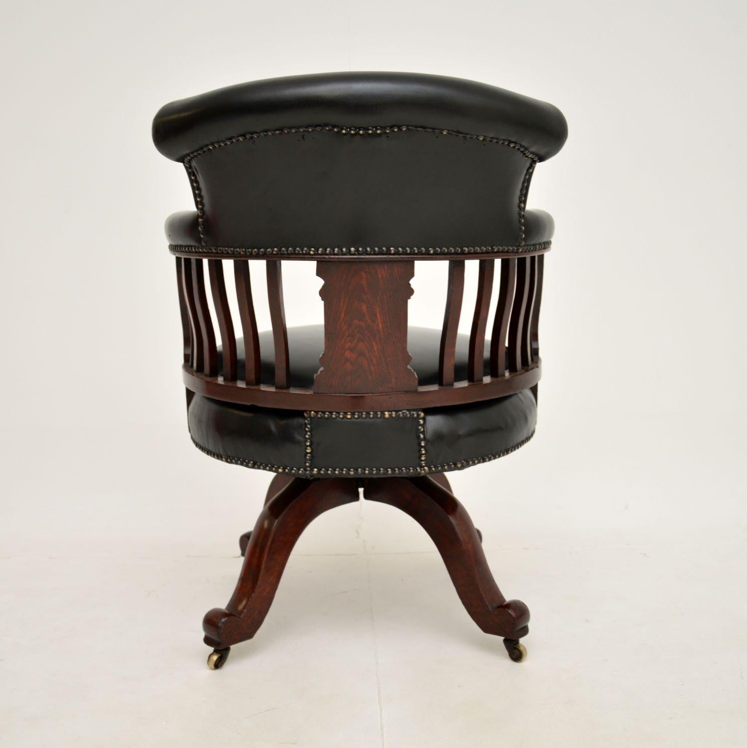 Antique Victorian Leather Swivel Desk Chair 4