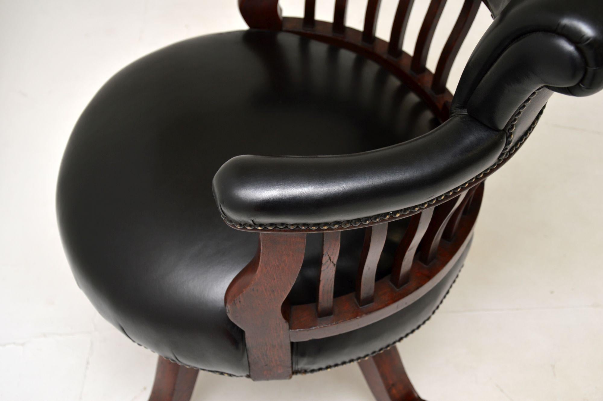 Antique Victorian Leather Swivel Desk Chair 2